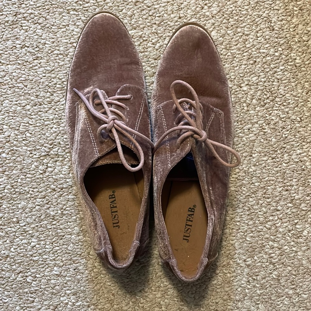 Pink Velvet Oxfords Just Fab Size 8.5